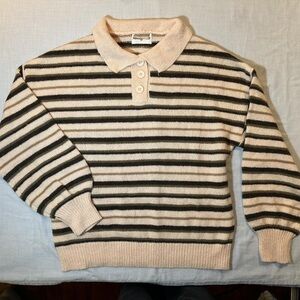 Princess Polly Cream and Black Striped Sweater